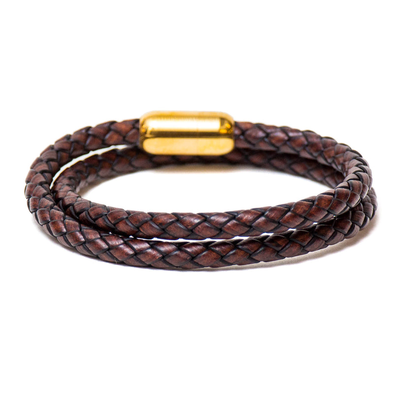 Braided Double Wrap Bracelet (Brown)