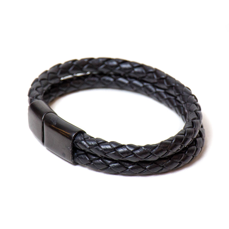 Double Braided Single Wrap Bracelet (Black)